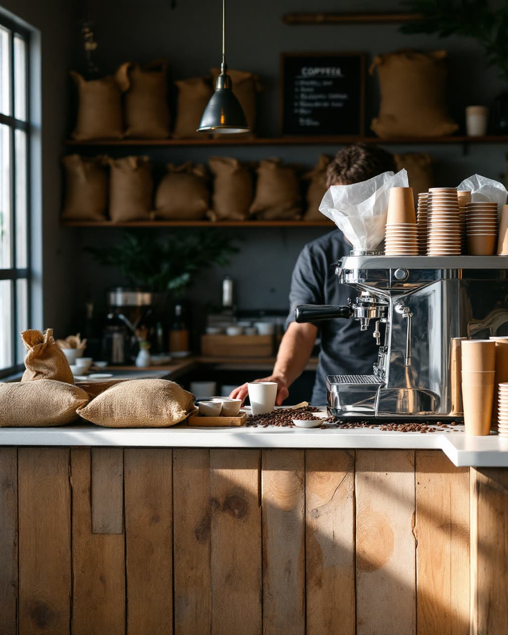 Mostrador de una cafetería artesanal en Colombia